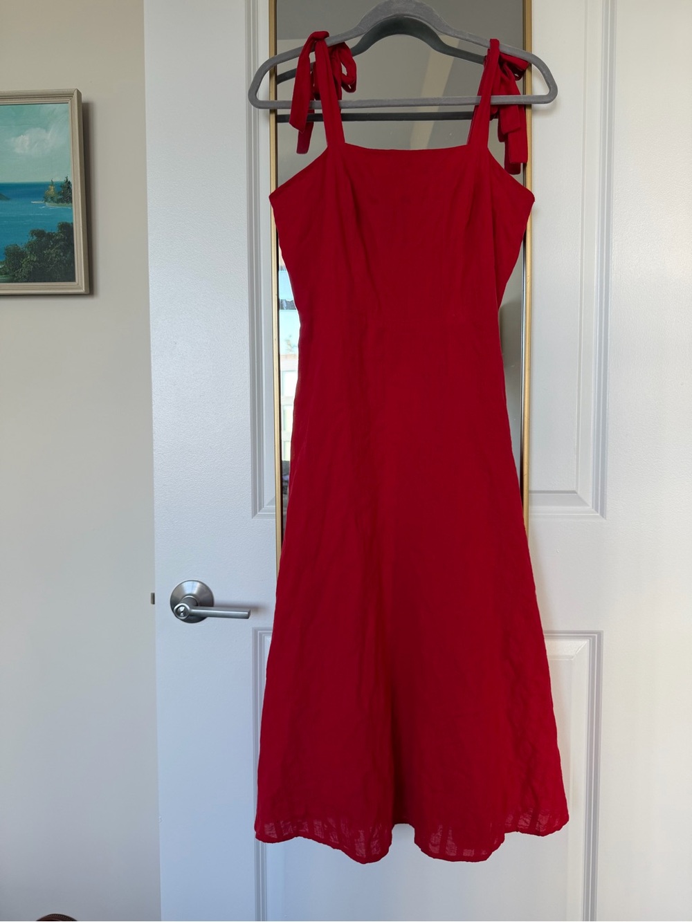 Draper James Red Tie-Shoulder A-Line Dress size M